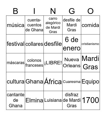 Cultural Celebrations Bingo Card