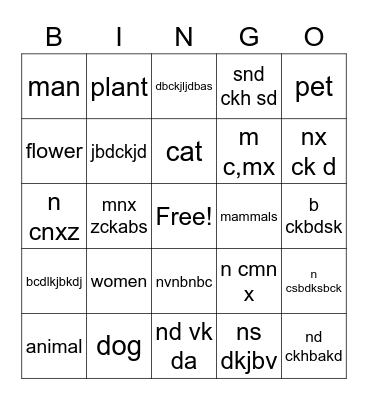 Bingo Test Bingo Card