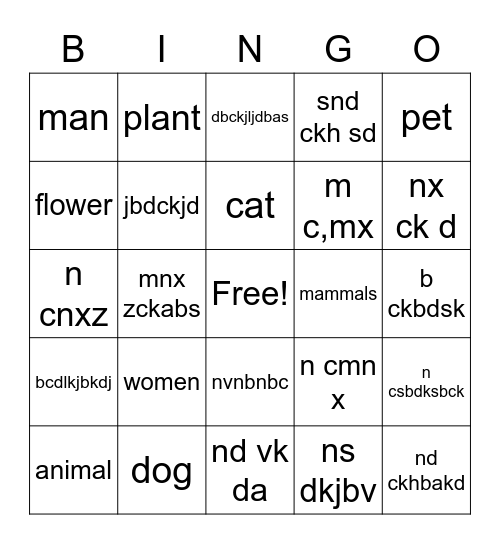 Bingo Test Bingo Card