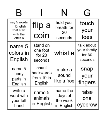 Can You...? Bingo Card