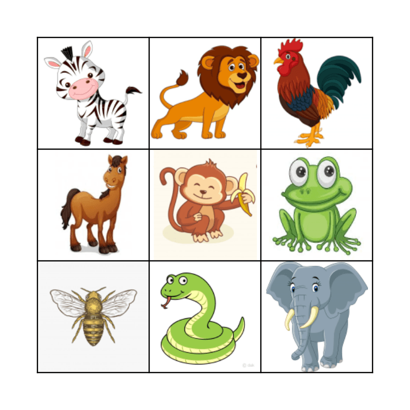 Animal Bingo! Bingo Card