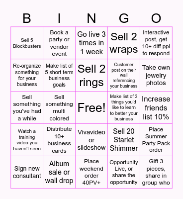 Blingtastic Bingo Card
