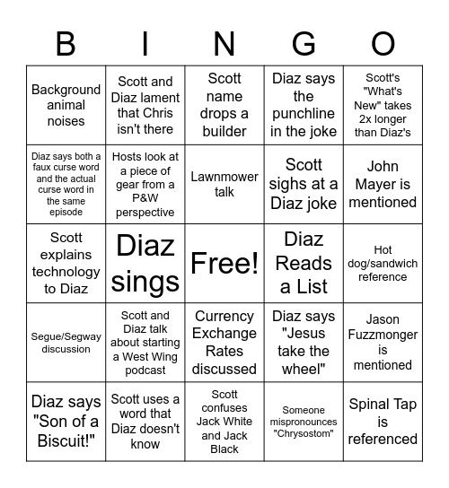 The Effects Loop - Scott and Diaz Edition Bingo Card