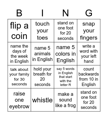 Can You...? Bingo Card