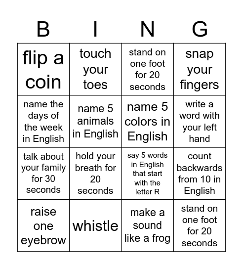 Can You...? Bingo Card