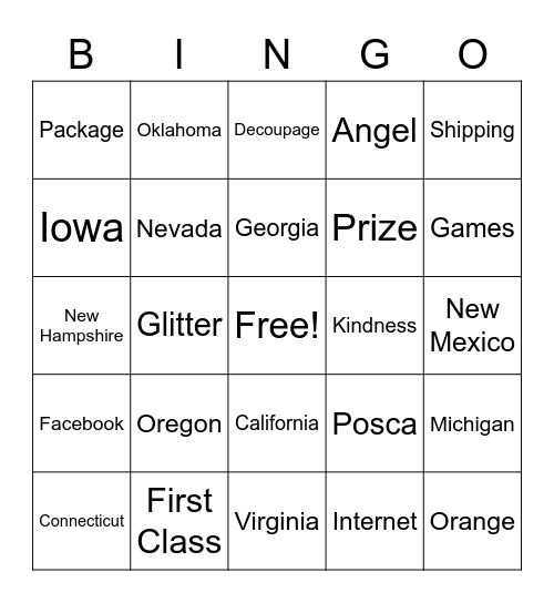 My Art Rock Pals Bingo Card