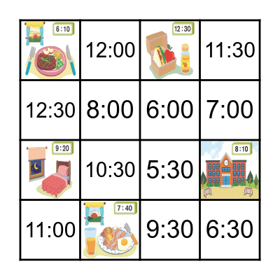 What time is it? Bingo Card