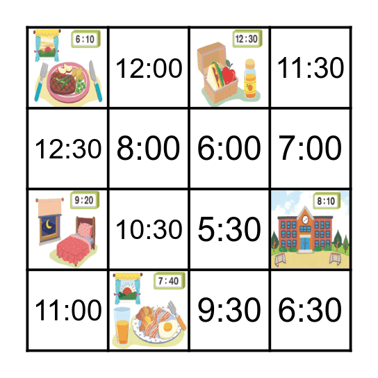 What time is it? Bingo Card