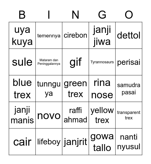 jjjjjjJjjjJjj Bingo Card