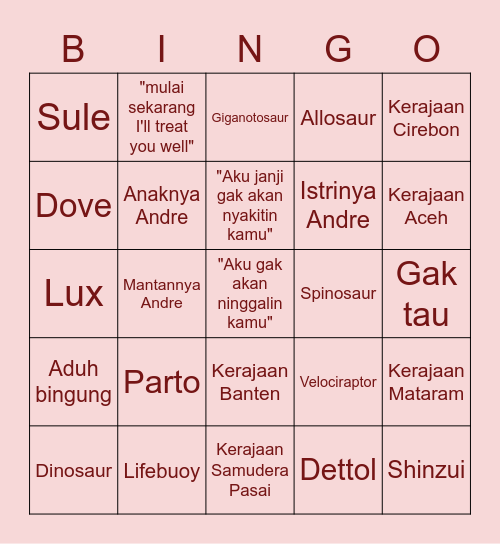 Bingonya Dodo Bingo Card