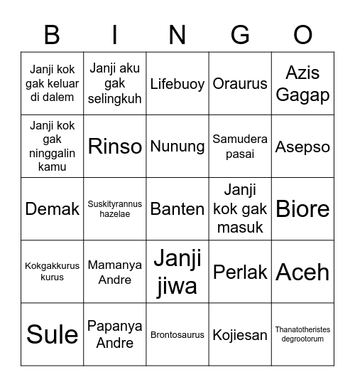Jihyo's Bingo Card