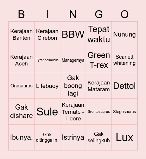 Jisoo Bingo Card