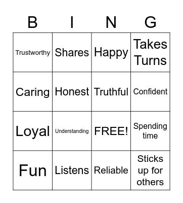 Making Friends Bingo Card