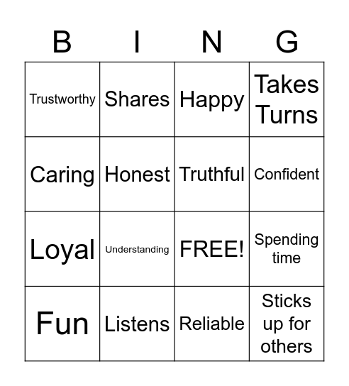 Making Friends Bingo Card