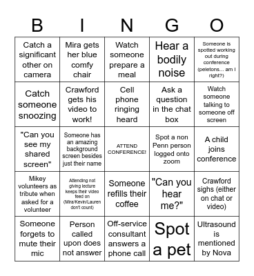 First Conference of the Year Bingo! Bingo Card