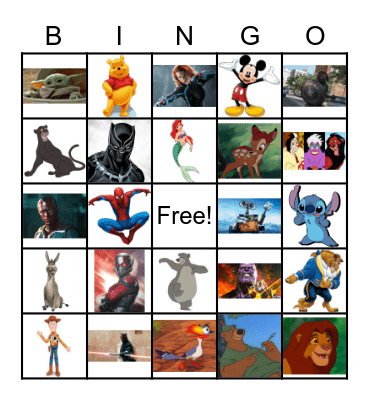 Disney Characters 2 Bingo Card