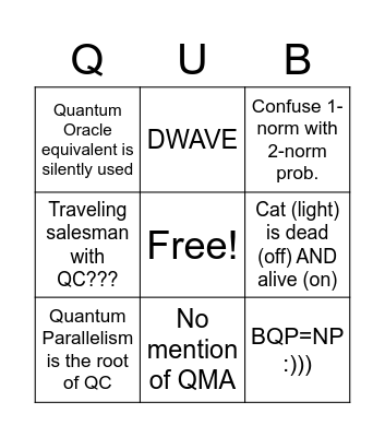 Quantum Facepam Bingo Card