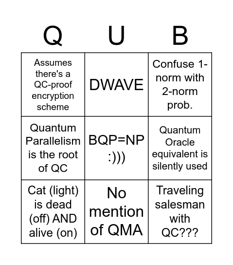 Quantum Facepam Bingo Card