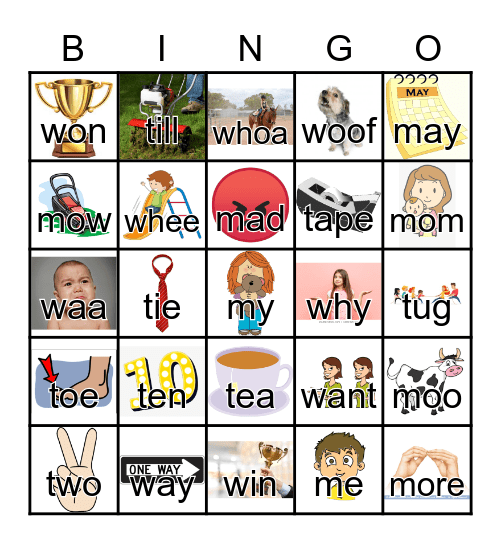 CV Words /m, w, t/ Bingo Card