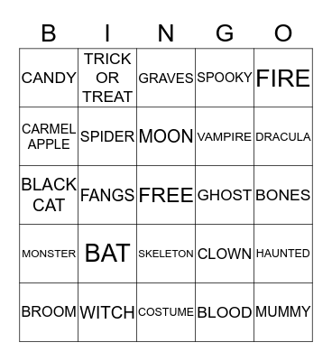 HALLOWEEN  Bingo Card