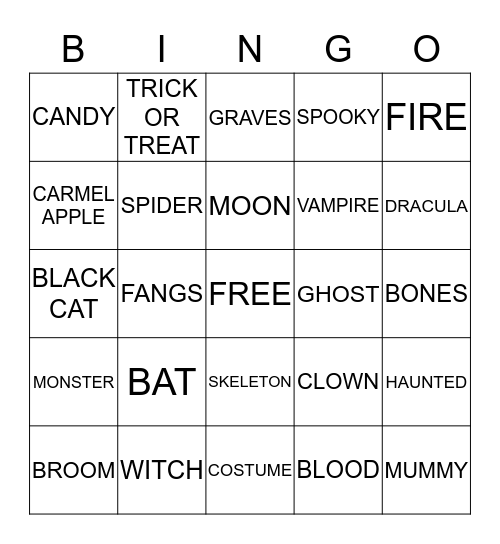 HALLOWEEN  Bingo Card