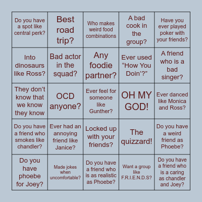 Let’s walk a memory lane with F.R.I.E.N.D.S Bingo Card