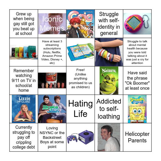 Younger Millennial Bingo Card