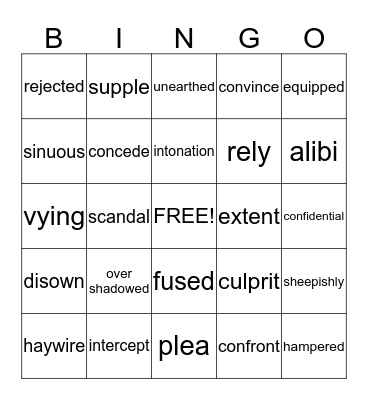 Theme 2 Vocabulary Bingo Card