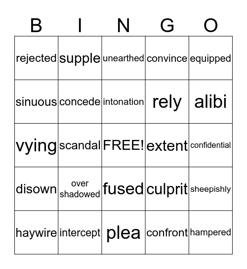 Theme 2 Vocabulary Bingo Card