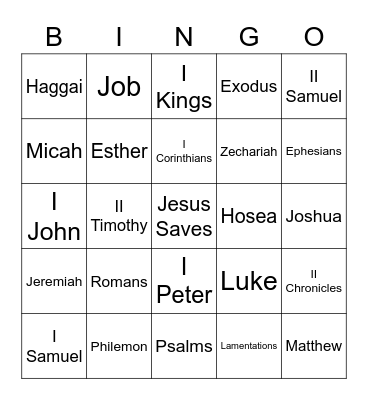 Bible Books Bingo Card