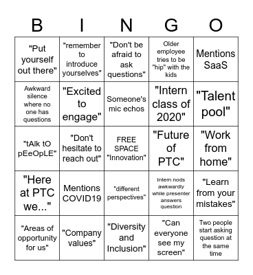 Business Buzzwords Bingo Card