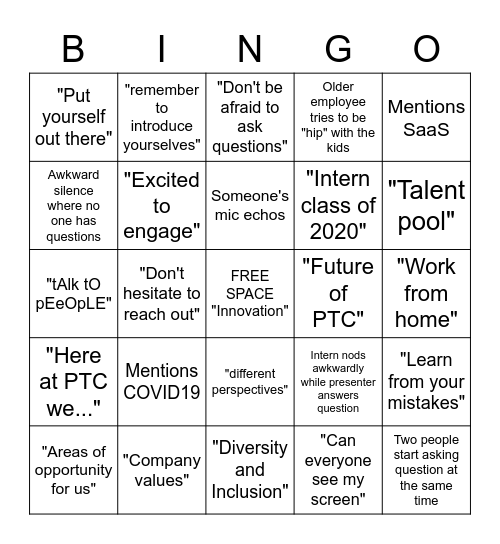 Business Buzzwords Bingo Card