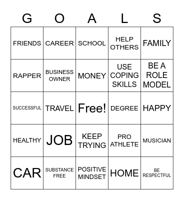 Goals Bingo Card