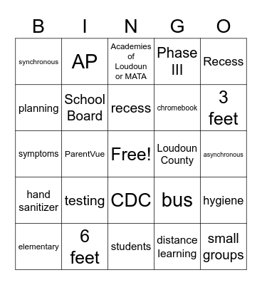 Town Hall Bingo Card