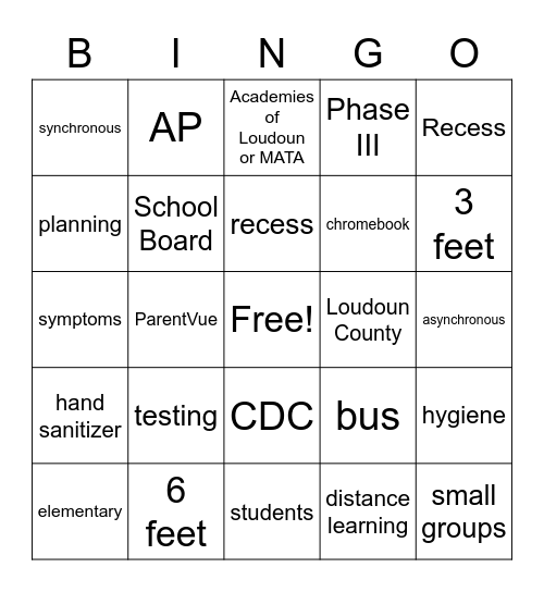 Town Hall Bingo Card