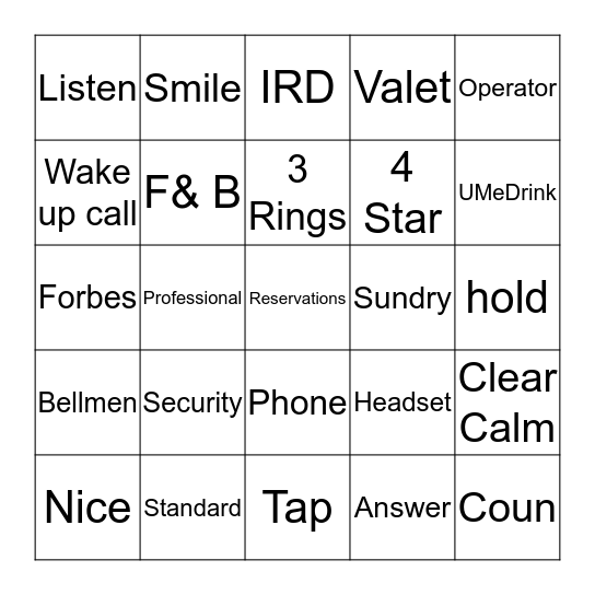 Customer Service Week 2014 Bingo Card