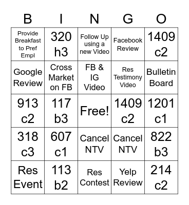 LACF July Bingo Card