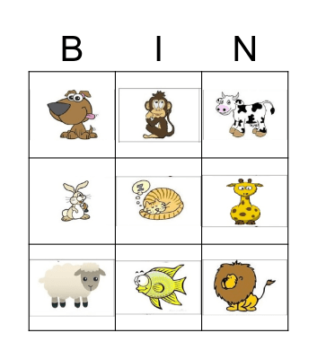 Bingo of animals Bingo Card