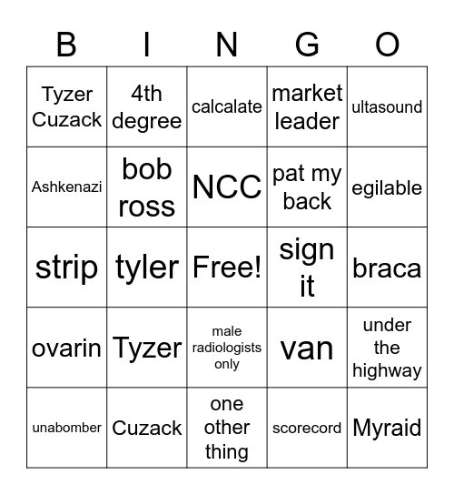 GREG WOOD Bingo Card