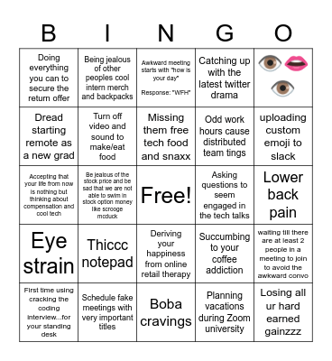 WFH intern gang Bingo Card