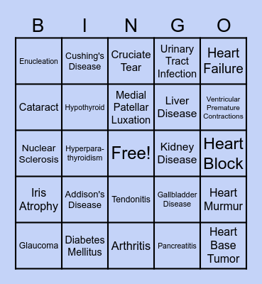 Doggy Diseases Bingo Card