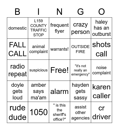 911 BINGO Card