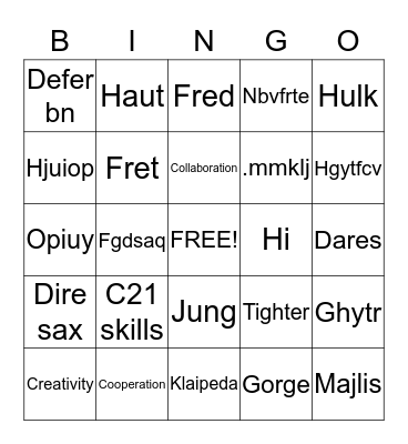 Bingo test card Bingo Card