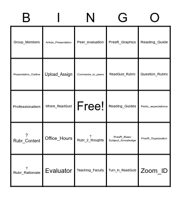 Syllabus Bingo Card