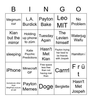 Titled Bingo Card