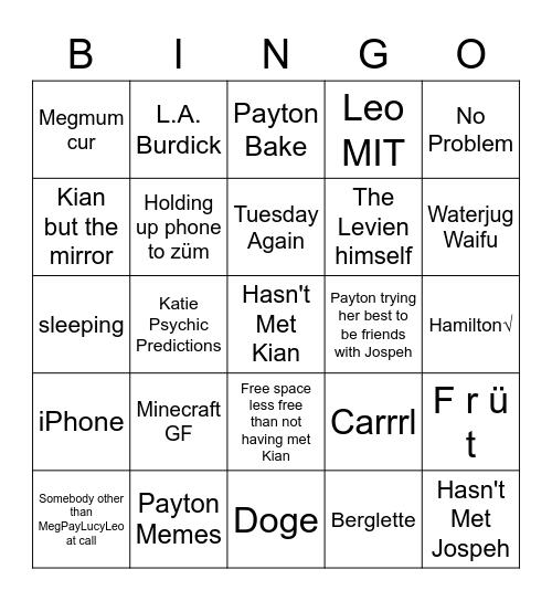 Titled Bingo Card