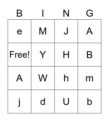 Antonio's Alphabet Bingo Card