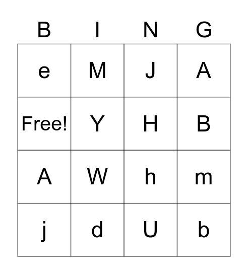 Antonio's Alphabet Bingo Card