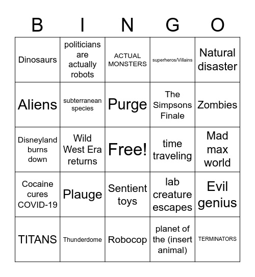 2020 bingo Card