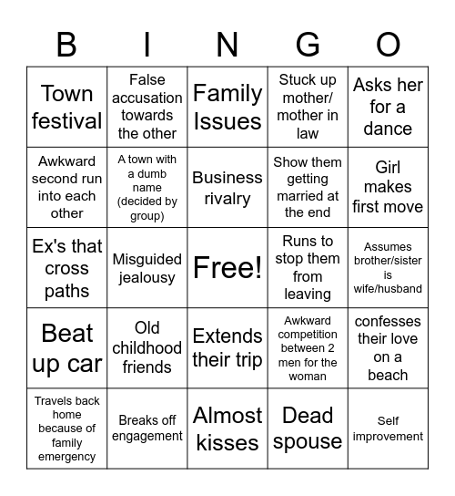 HALLMARK MOVIE BINGO Card